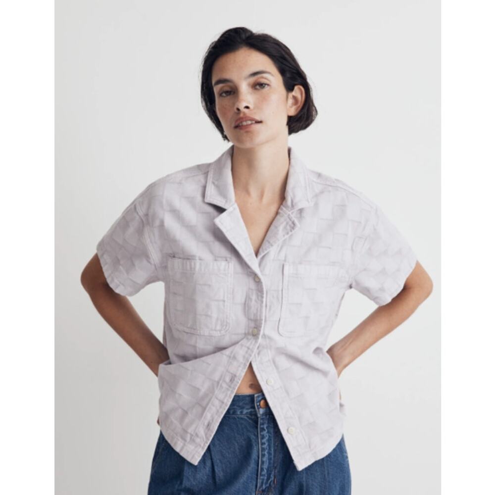 Madewell‎ Garment-Dyed Checkerboard Button-Up Shirt in Dusty Lavender